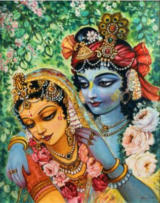 Pittura Vedica, Radha e Krishna, Veda, India, otto rasa, otto emozioni, mostra quadri, dipinti Krsna